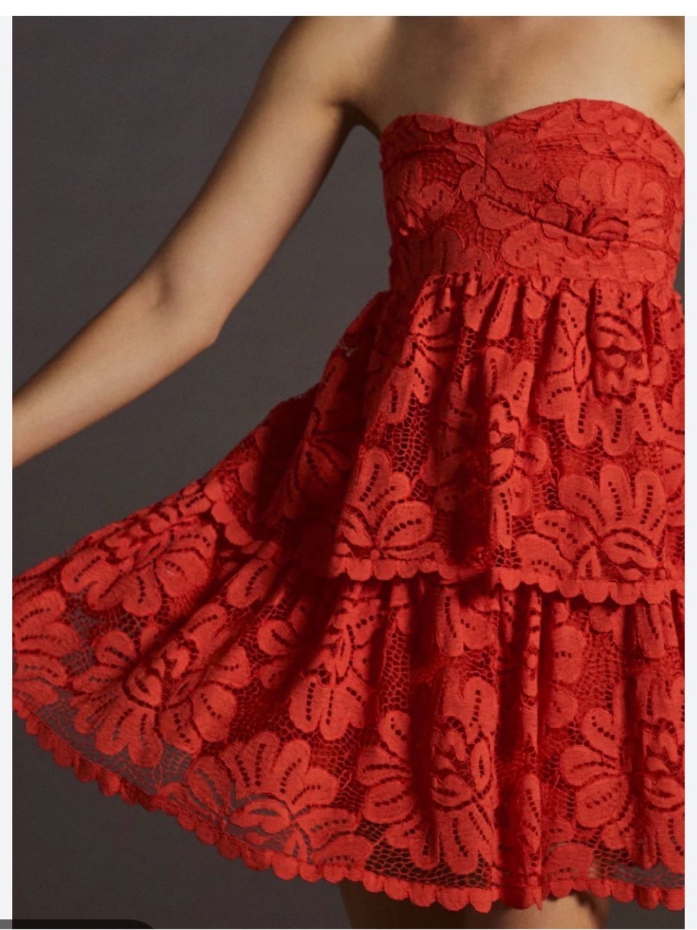 Anthropologie maeve strapless lace mini dress size small